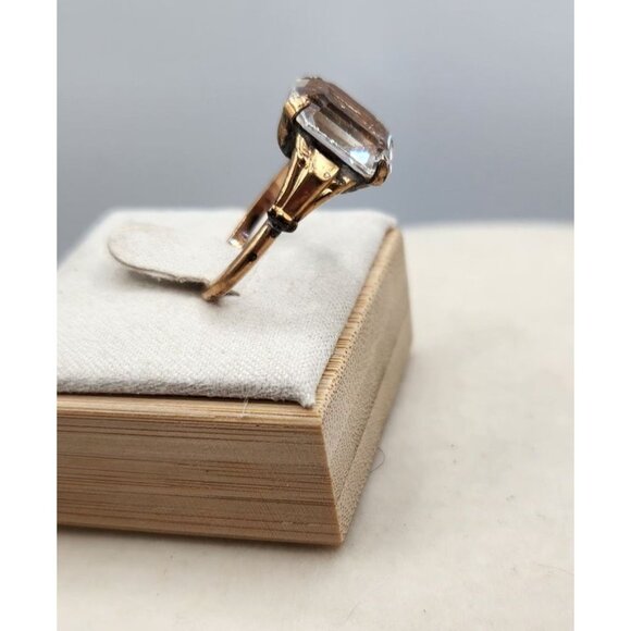 1/20  10KT GF Ring With Square Tinted Blue Faceted Stone -8 - Picture 5 of 6